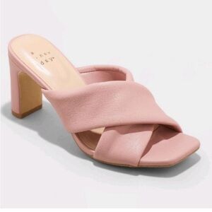 Women's Clementine Padded Crossband Heels - A New Day™ Dark Pink Size 6